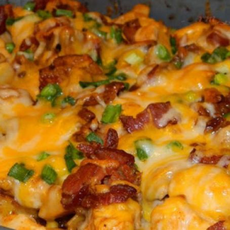 Loaded Potato and Buffalo Chicken Casserole