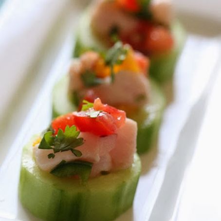 Ceviche in Cucumber Cups
