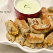 Baked Southwestern Chicken Egg Rolls with Avocado Ranch Dipping Sauce