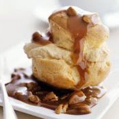 Pumpkin filled Cream Puffs with Maple Caramel Sauce