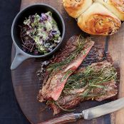Griddled Gaucho Steak with Bread-and-Basil Salad