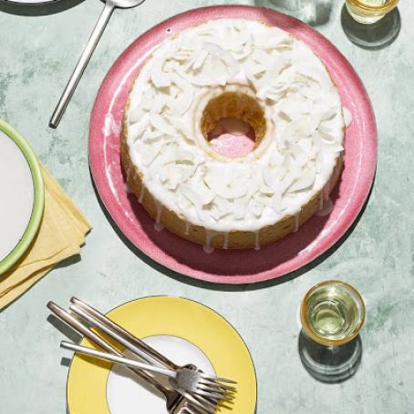 Low-Sugar Coconut Chiffon Cake with Coconut Glaze
