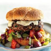 MOROCCAN LAMB BURGERS w/BEET/ORANGE SALSA