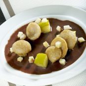 White Pudding with Apples and Celeriac, and a Black Pudding Sauce