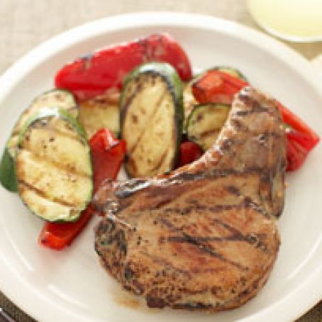 Zesty Pork Chops and Grilled Vegetables