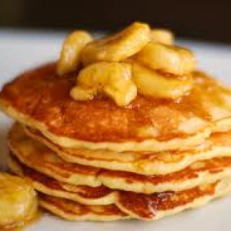 Banana Pancakes with Caramel-Banana Syrup