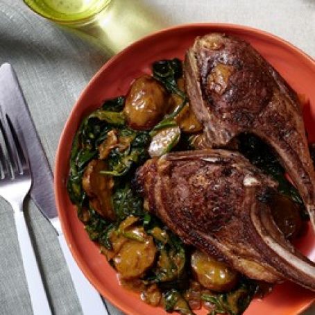 Lamb Chops with Coconut-Curry Potatoes & Spinach
