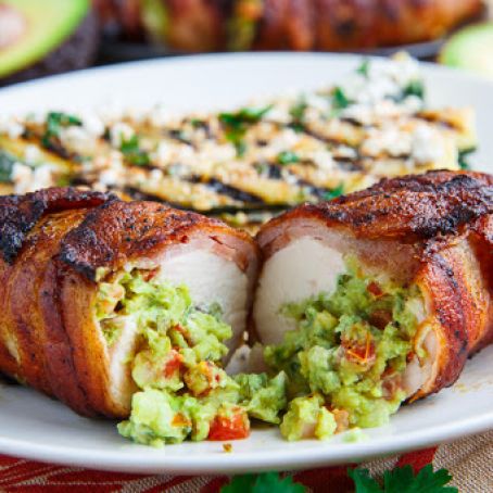 Bacon Wrapped Guacamole Stuffed Chicken
