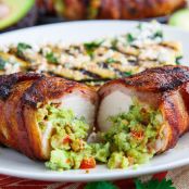 Bacon Wrapped Guacamole Stuffed Chicken
