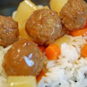 Sweet and Sour Meatballs over Rice