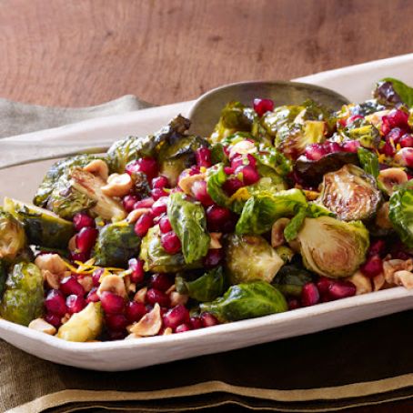 Roasted Brussels Sprouts With Pomegranate and Hazelnuts