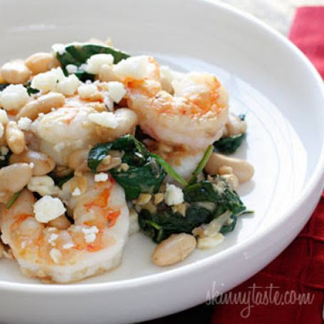 Tuscan White Beans with Spinach, Shrimp, and Feta