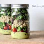 Quinoa - Quiona, Black Bean and Tomato Salad-in-a-Jar with Avocado Cilantro Lime Dressing