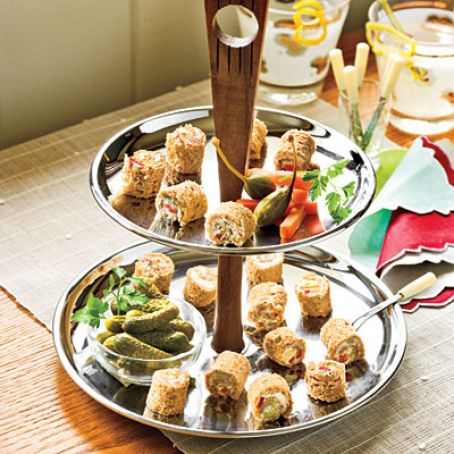 Rolled Olive and Pecan Sandwiches