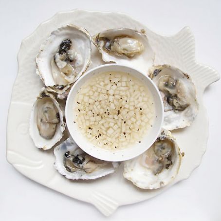 Freshly Shucked Oysters with Asian Pear Mignonette