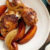 Pollo al limon y chile ancho con camotes