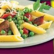 PENNE WITH BACON, TOMATO & PEAS