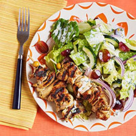 Buttermilk Chicken Kebabs with Chopped Salad