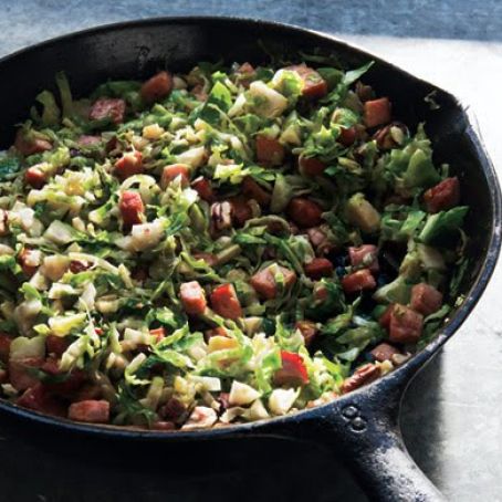 SHREDDED BRUSSELS SPROUTS w/SMKD HAM