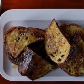 French Toast Stuffed with Hazelnut-Chocolate Spread, Bananas and Bacon