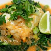 Thai Coconut Curry Halibut with Fresh Sauteed Spinach
