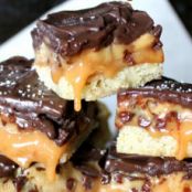 Salted Caramel Cookie Dough Billionaire Bars