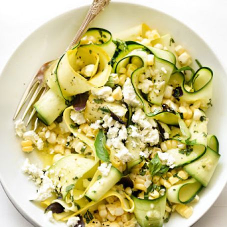 Zucchini and Fresh Corn Farmers’ Market Salad with Lemon-Basil Vinaigrette