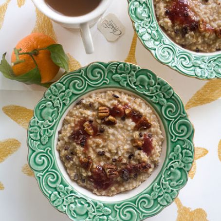 Steel Cut Porridge and Honeyed Pecans