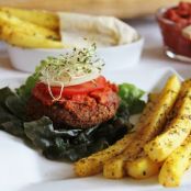 Raw Yam Burgers &Daikon Fries with Ketchup