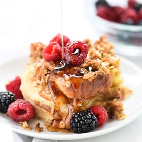 Coconut Baked French Toast With Oatmeal Crumble