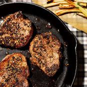 Peppercorn-Crusted Steak with Baked Parsnip Fries
