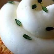 Late Summer Peach, Blueberry, and Thyme Cupcakes with Cream Cheese Frosting