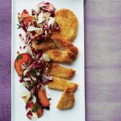 Pork Schnitzel with Plum, Parsley and Radicchio Salad
