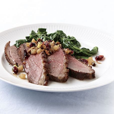Seared Duck Breasts with Pear-Bourbon Relish