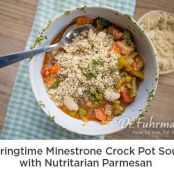 Springtime Minestrone Crock Pot Soup with Nutritarian Parmesan