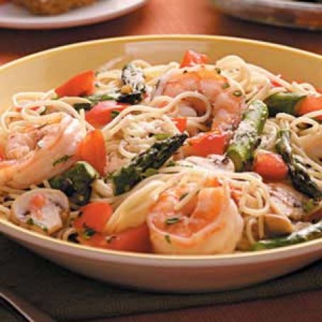 Asparagus 'n' Shrimp with Angel Hair Recipe