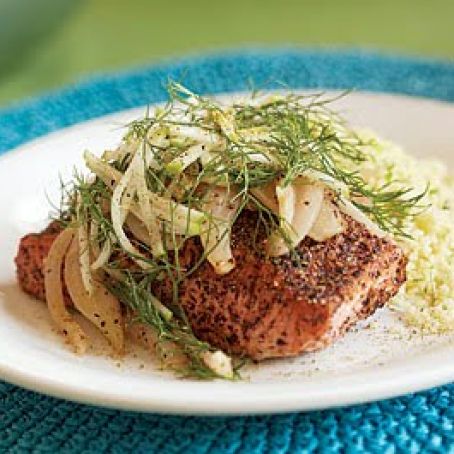 Sear-Roasted Salmon with Honey-Glazed Fennel