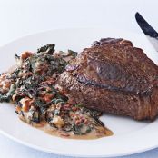 Sear-Roasted Rib-Eye with Creamed Chard