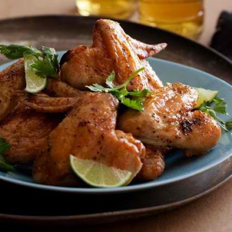Crisp Chicken Wings with Chili-Lime Butter