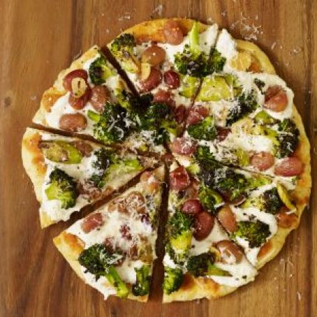 Flatbread with Charred Broccoli and Roasted Grapes