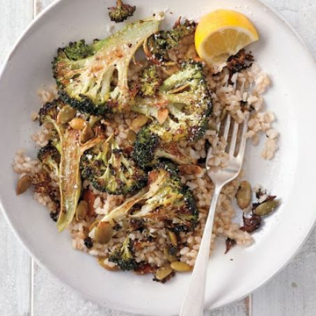 Roasted Broccoli with Pumpkin Seeds and Grated Pecorino