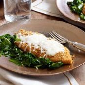Crispy Mozzarella Chicken with Garlic Spinach