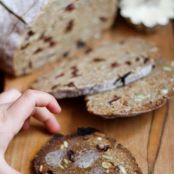 Rye Toasting Bread with Dried Cherries & Pumpkin Seeds  Makes 1 loaf