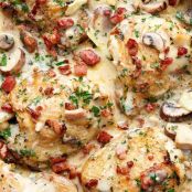 Creamy-Garlic Parmesan Mushroom Chicken & Bacon
