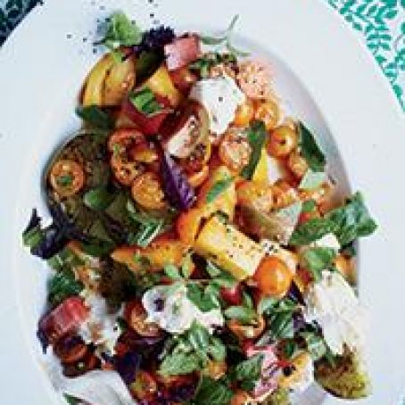 Grilled Tomato Salad with Mozzarella and Unagi Sauce