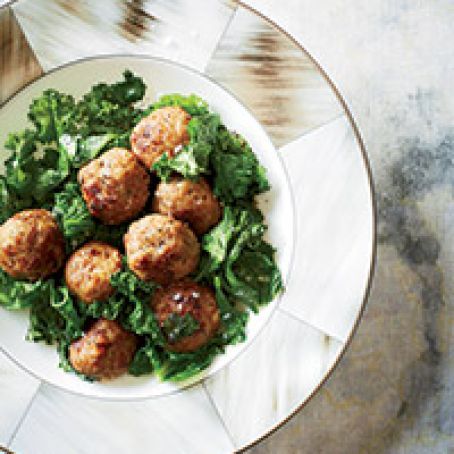 Veal Meatballs with Mustard Greens
