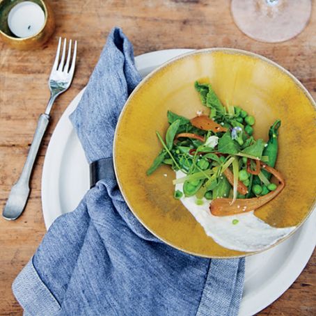 Peas with Ricotta and Spring Onion Kimchi