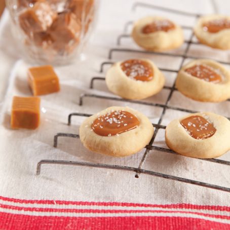 Carmel,  Salted, Thumbprint Cookies