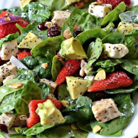 Strawberry Avocado Chicken Salad with Orange Poppy Seed Dressing