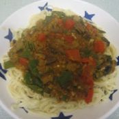 Pasta with Hearty Lentil and Spinach Sauce - Vegan